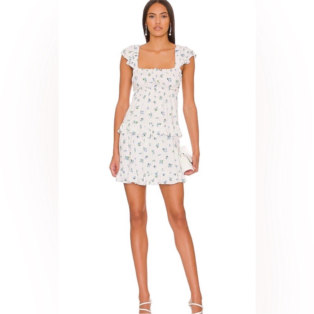 WeWoreWhat Gray Pink Mini Sundress with Flutter Sleeves
